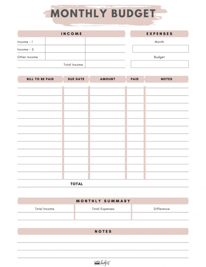 Free Printable Budget Templates To Use In 20! - Life and a Budget