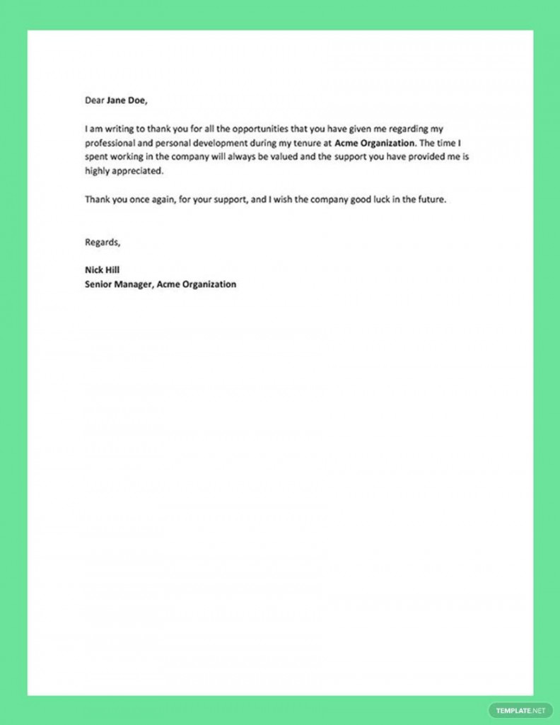 Free Thank You Letter to Boss after Resignation - Download in Word