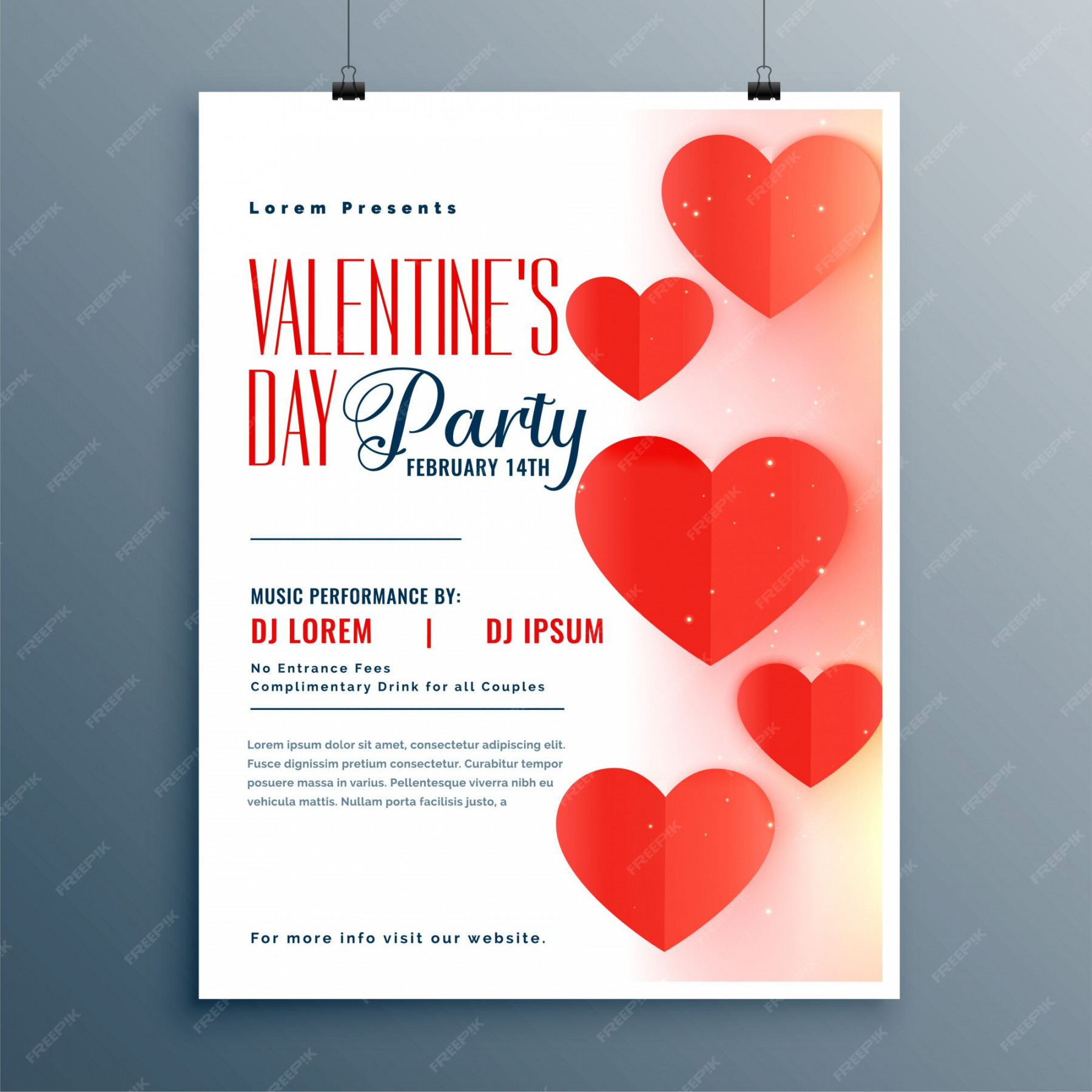 Free Vector  Elegant valentines day party flyer template design