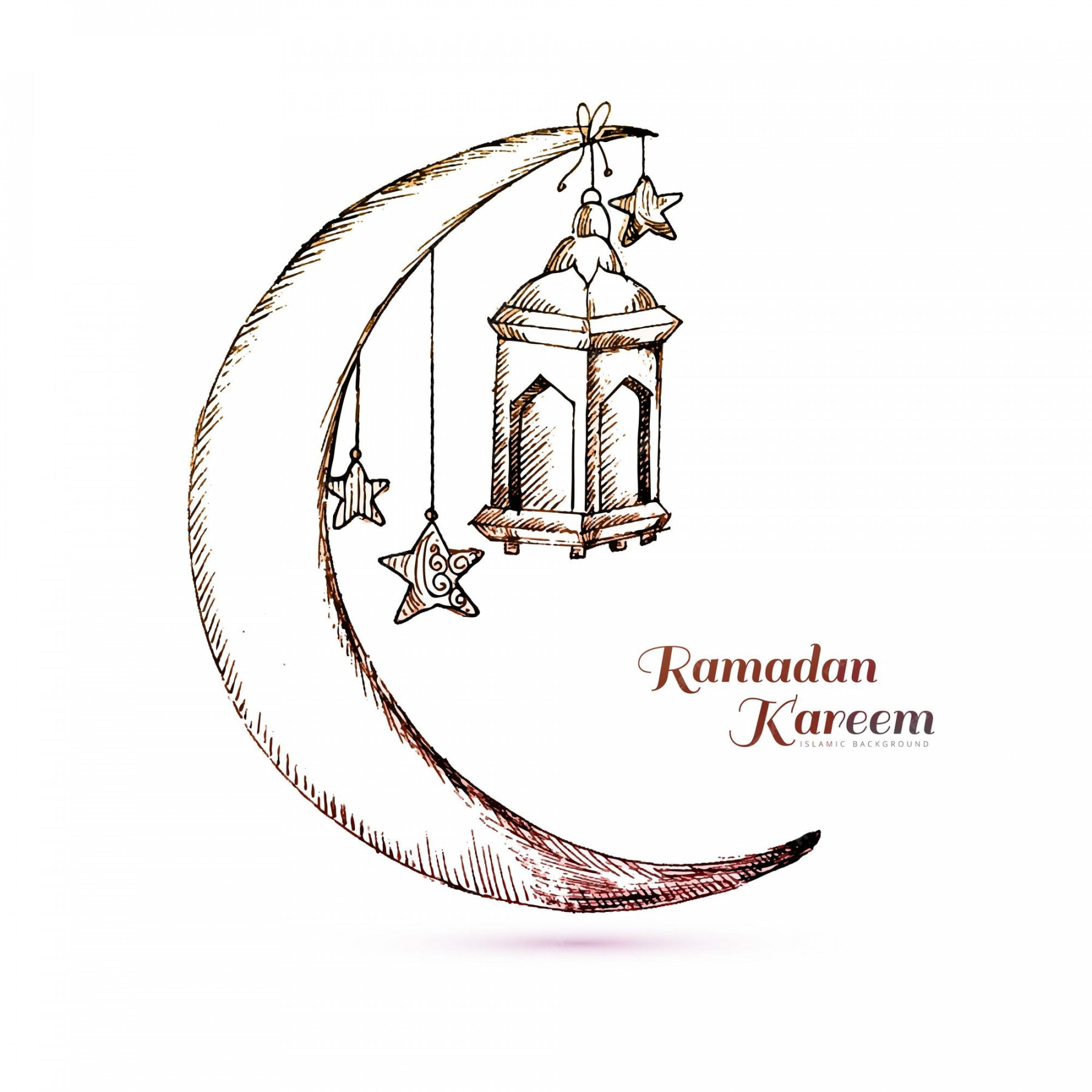 Free Vector  Hand draw ramadan kareem islamic lamp and moon
