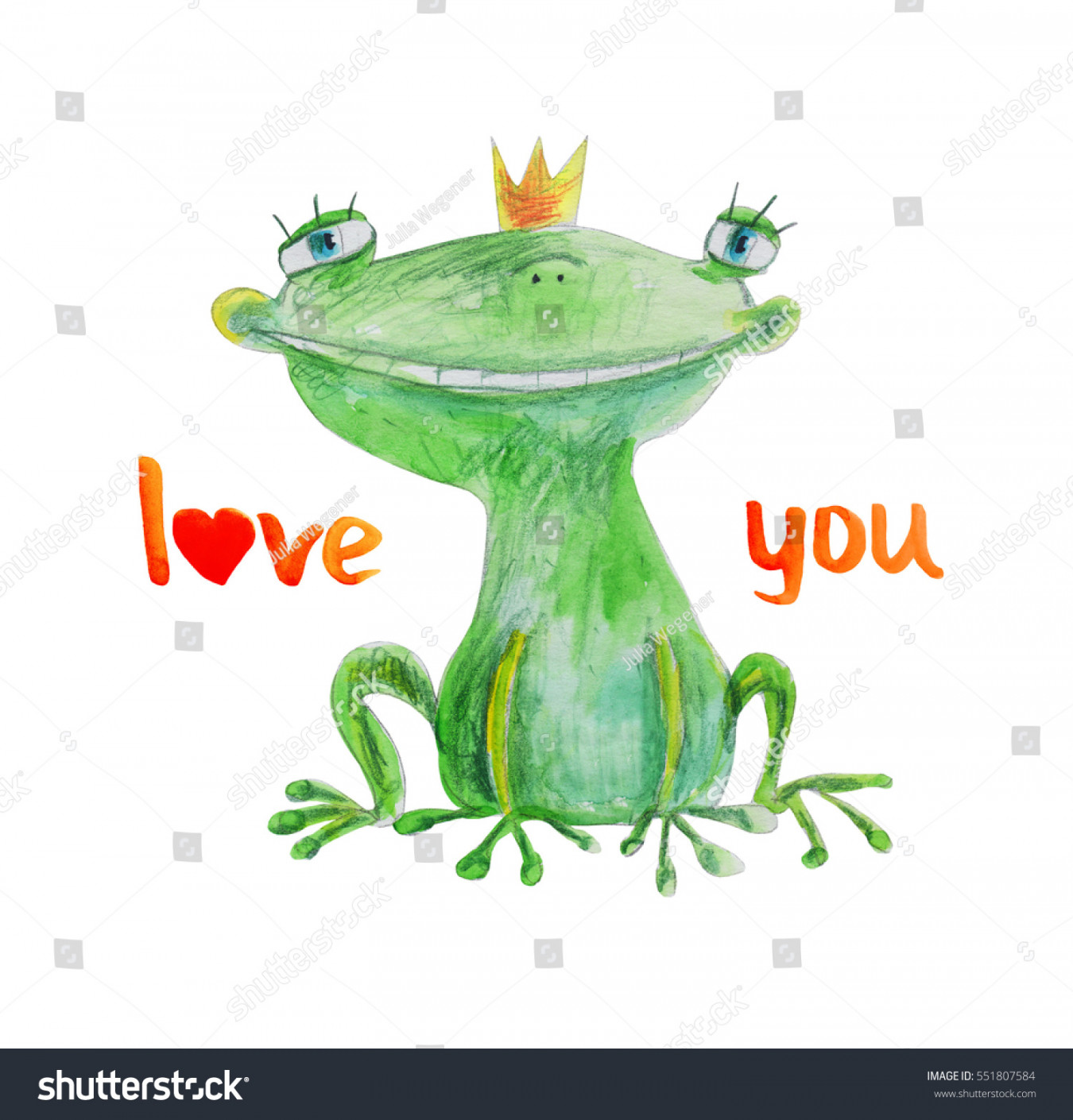 Frog Crown Love You Hand Drawing Stock Illustration