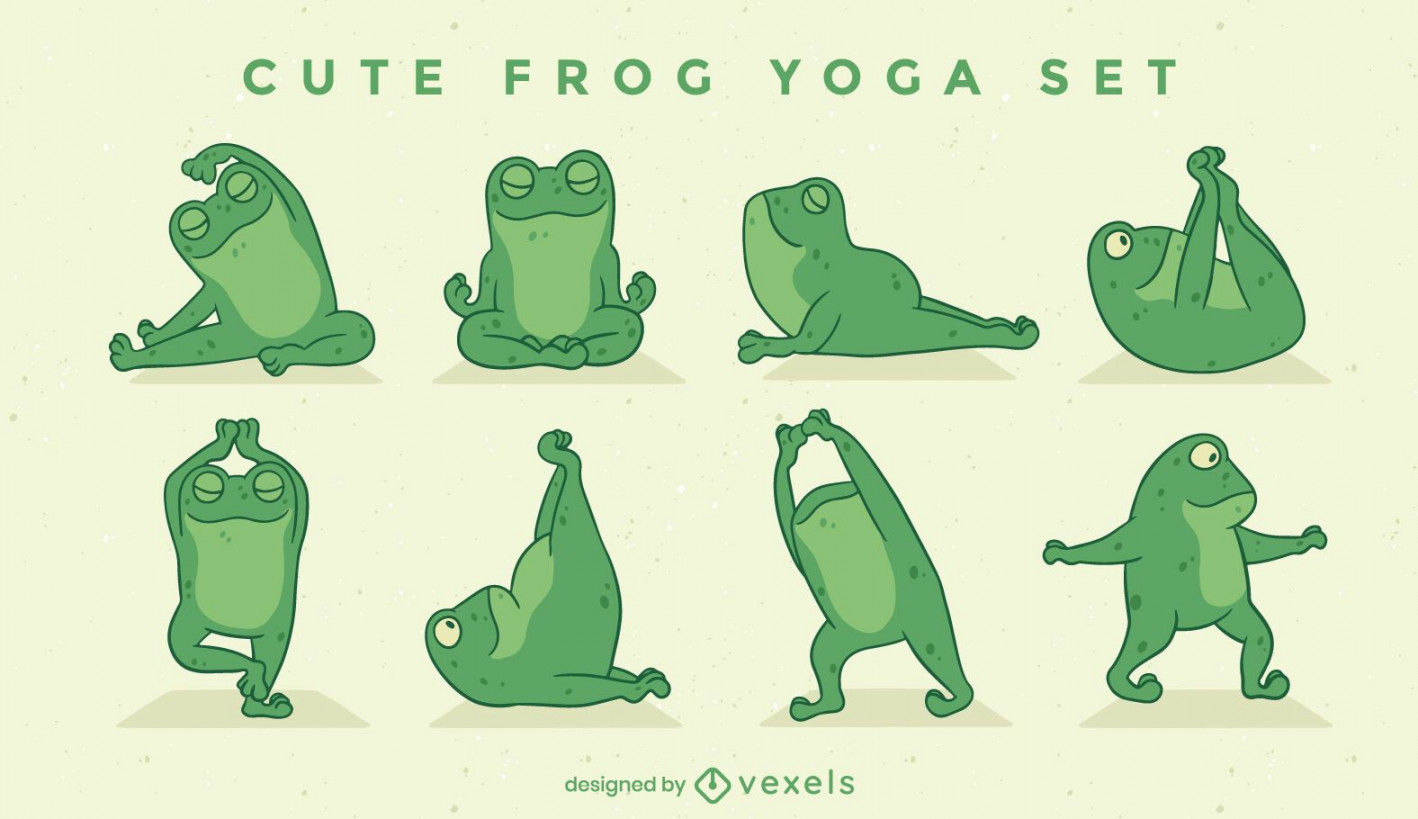 Frog yoga character set  Frog illustration, Yoga illustration