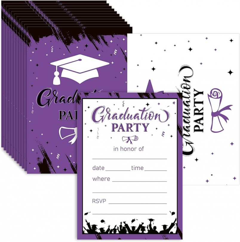 Funrous Pack of  Graduation Invitations  with Envelopes, Graduation  Cards, Graduation Party Favours for College High School University