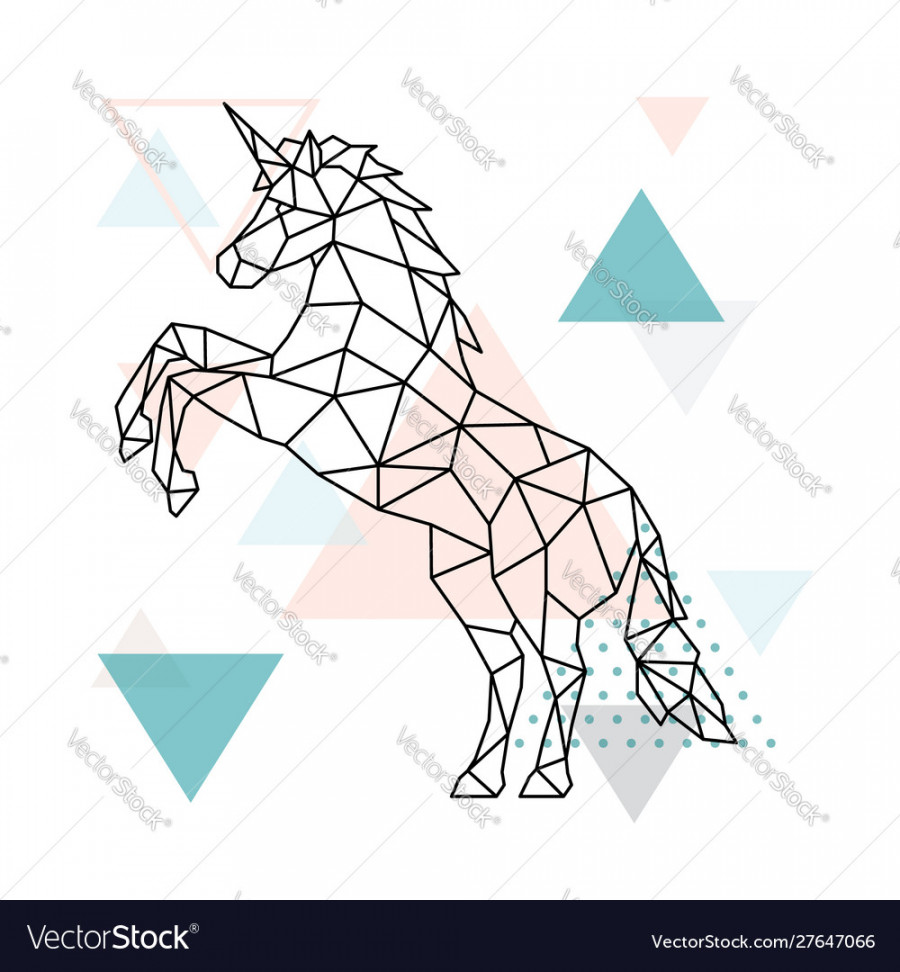 Geometric unicorn design outline Royalty Free Vector Image