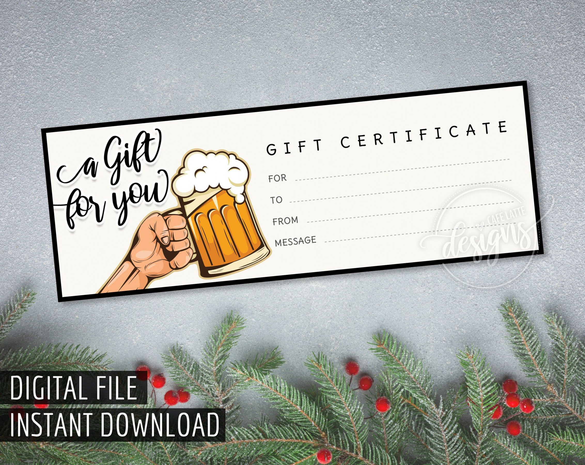 GIFT Certificate Beer Printable Gift Certificate for Him - Etsy