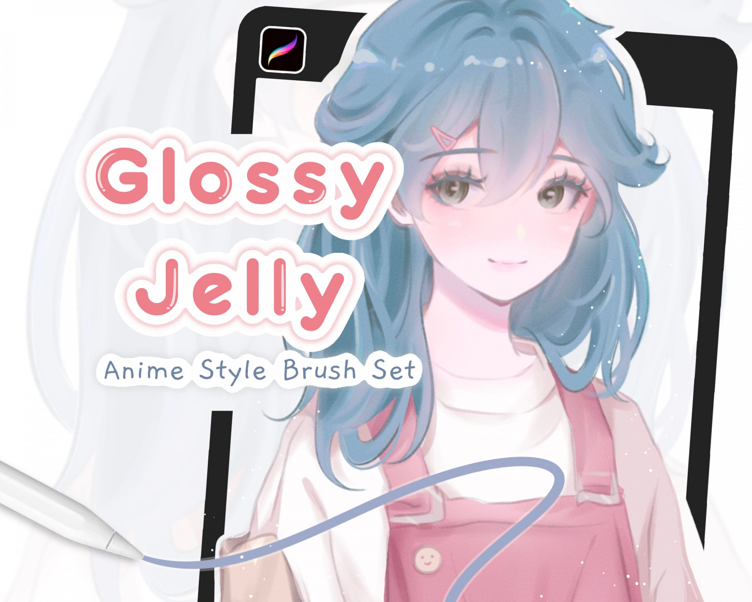 Glossy Jelly Anime Brush Set Lineart and Color Brush Pack Ipad