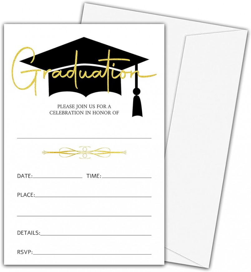 Graduation Invitations with Envelopes for College, Junior, High School,  College, Master