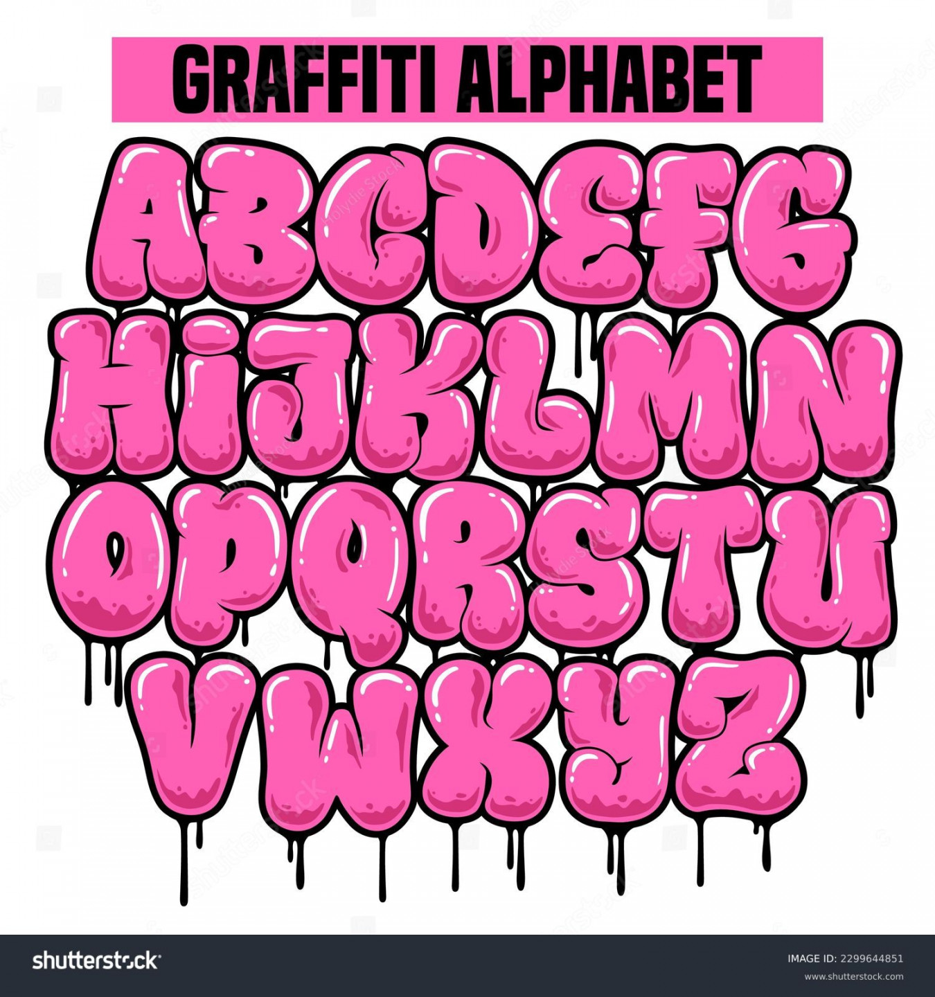 Graffiti Alphabet Graffiti Letter Pink Color Stock Vector (Royalty