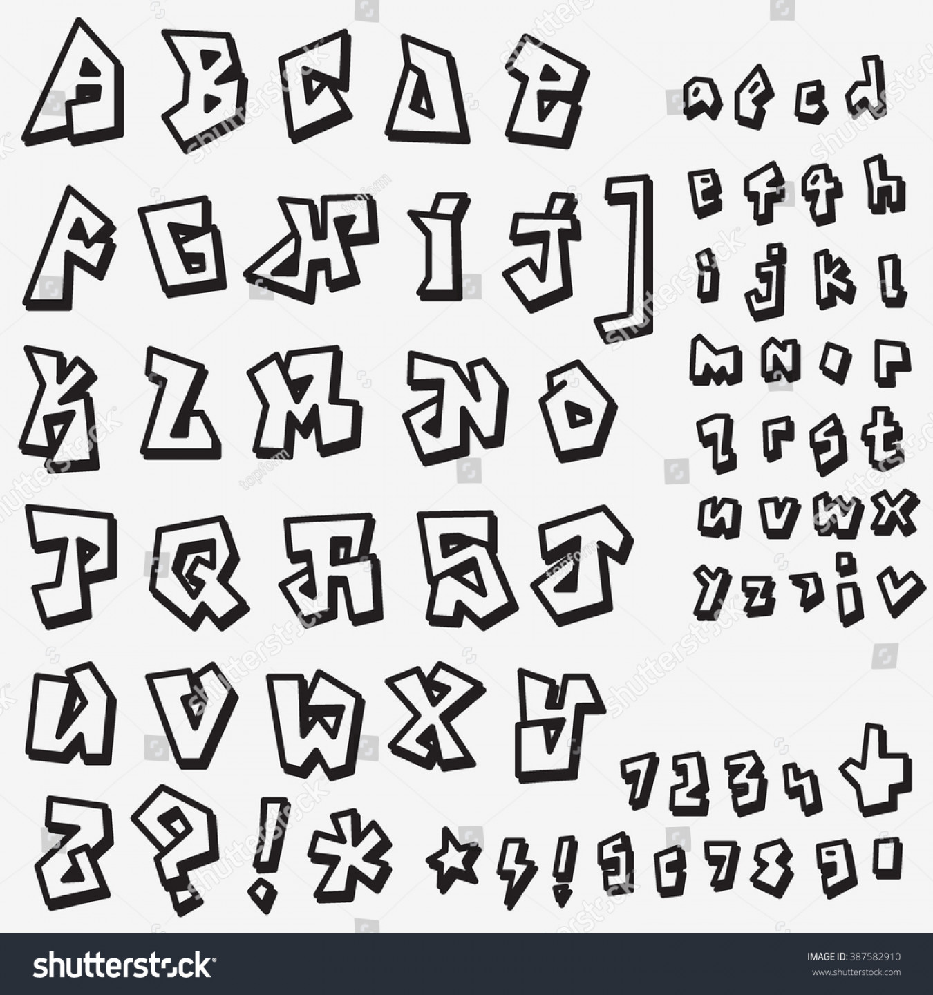 Graffiti Font Alphabet Vector Symbols Stock Vector (Royalty Free