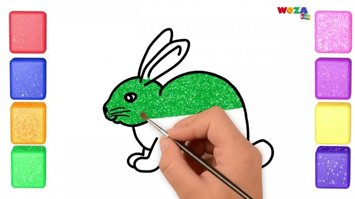 Green Bunny Drawing for Kids  Rabbit Coloring  Easy Step by Step