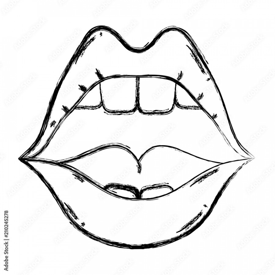 grunge open mouth with teeth and beauty lips Stock Vector  Adobe