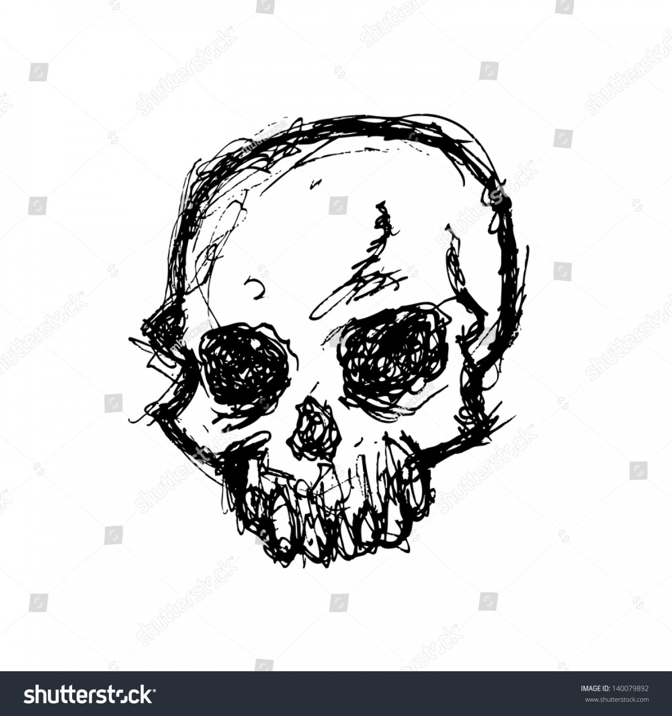 Grunge Skull Doodle Style: Stock-Vektorgrafik (Lizenzfrei