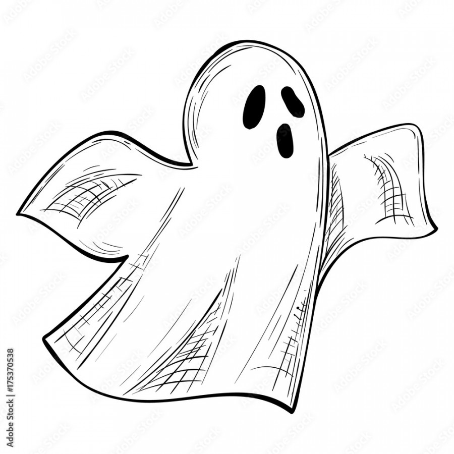 Halloween ghost, scary Halloween sketch illustration Vector Stock