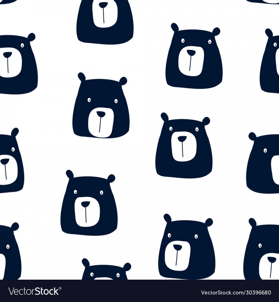 Hand drawing bear seamless pattern Royalty Free Vector Image