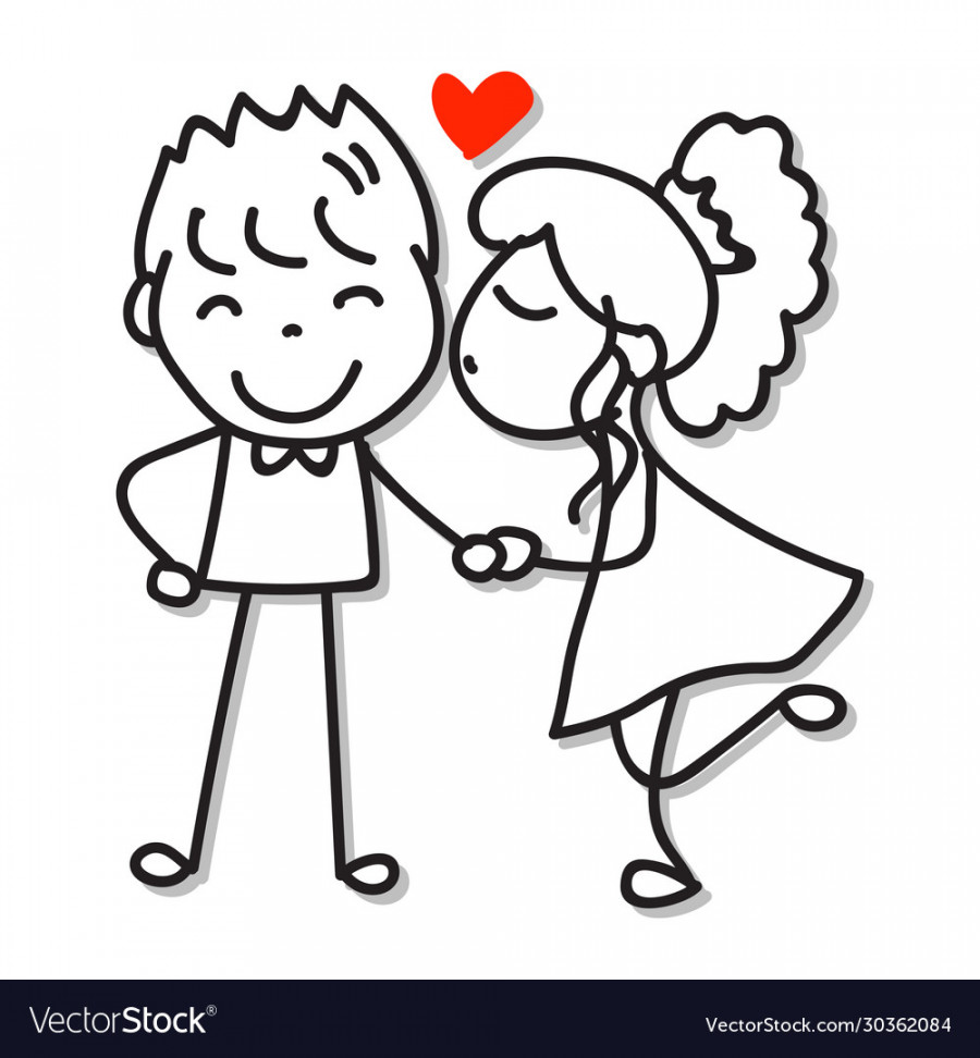 Hand drawing cartoon character couple in love Vector Image