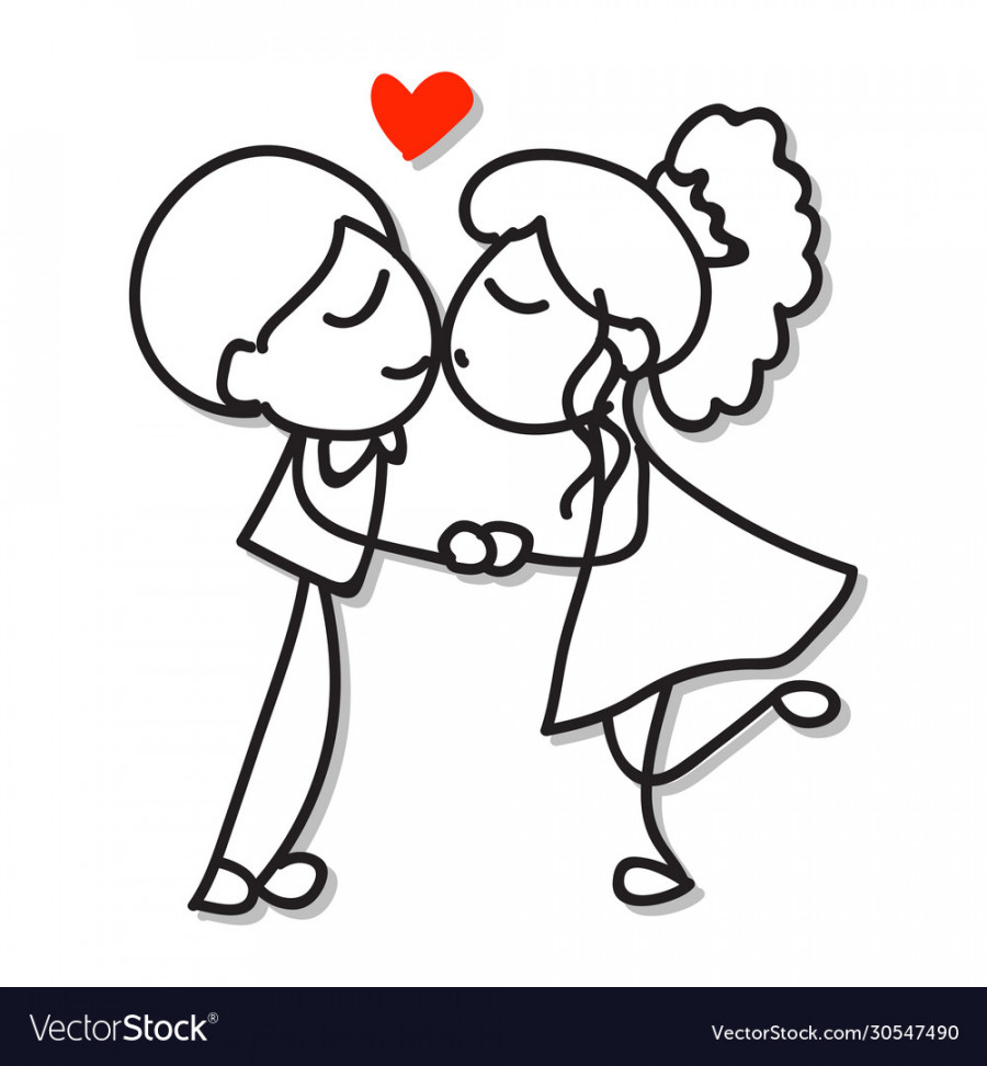 Hand drawing cartoon character couple in love Vector Image