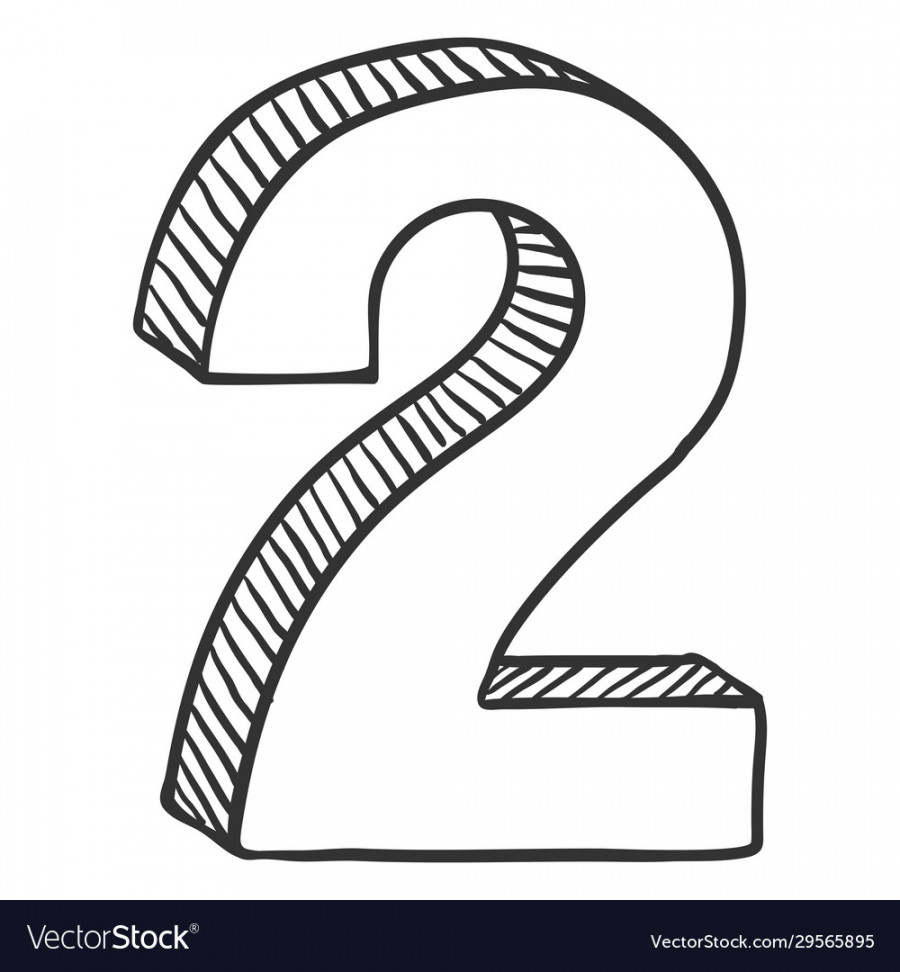 Hand drawn sketch - number two Royalty Free Vector Image