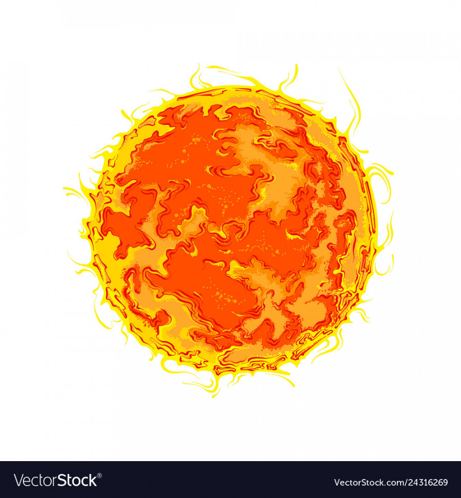 Hand drawn sketch of planet sun in color isolated Vector Image