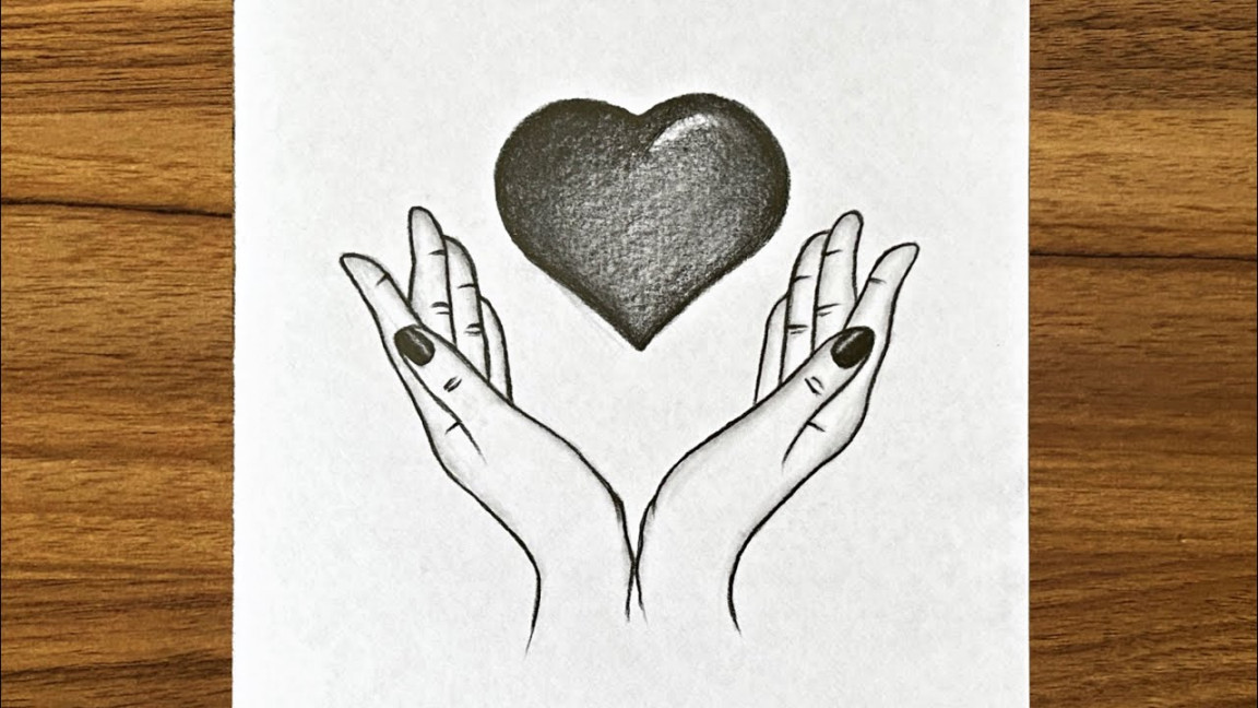 Hand with heart drawing step by step  Easy drawing ideas for beginners   Easy drawing with pencil