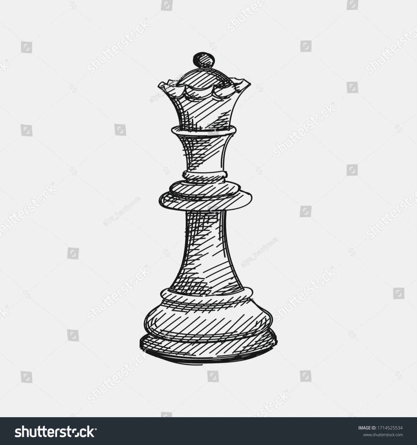 Handdrawn Sketch Queen Chess Piece On Stock Vector (Royalty Free