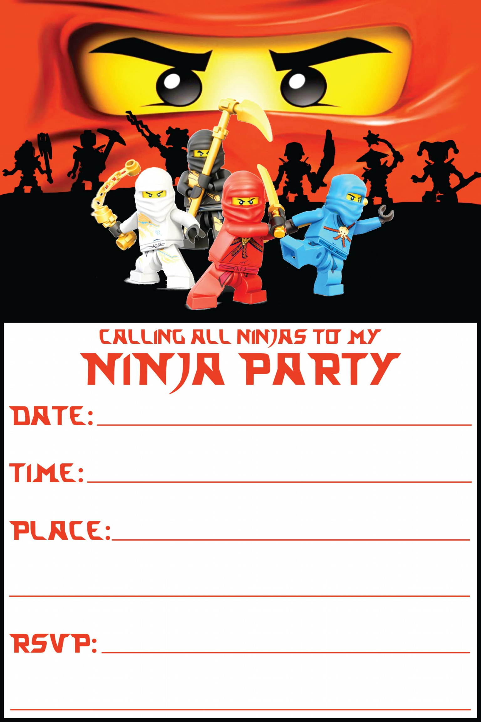 Happy Choice Ninjago Invitations - Happy Birthday Fill-in +  Envelopes  Lightweight g Postcard Style Invitations for Kids Party