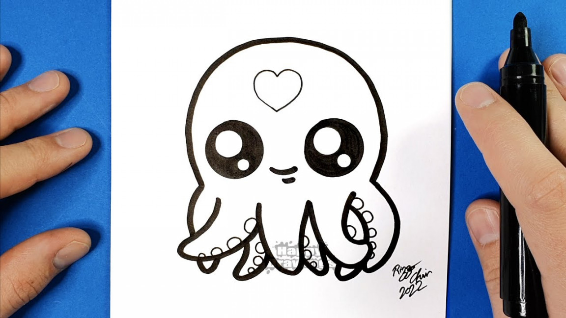 HAPPY DRAWINGS  HOW TO DRAW A CUTE OCTOPUS  DRAWING TUTORIAL