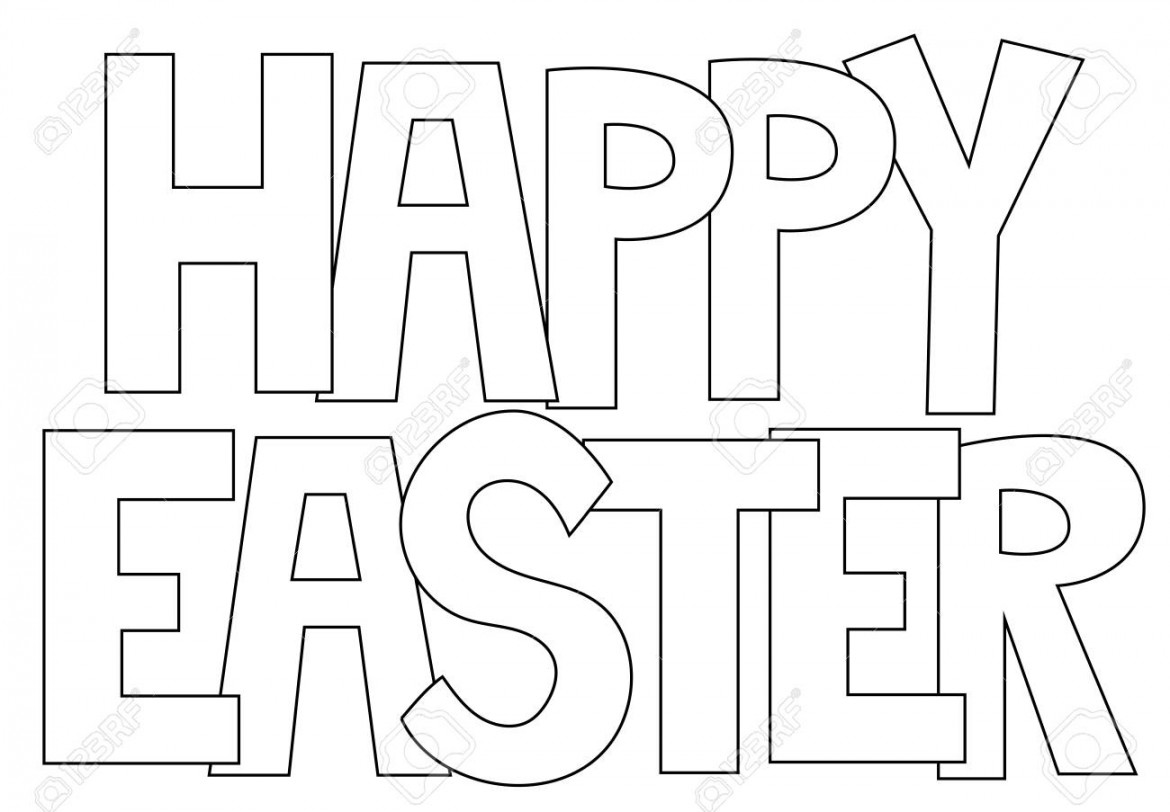 Happy Easter Letters Coloring Page Royalty Free SVG, Cliparts