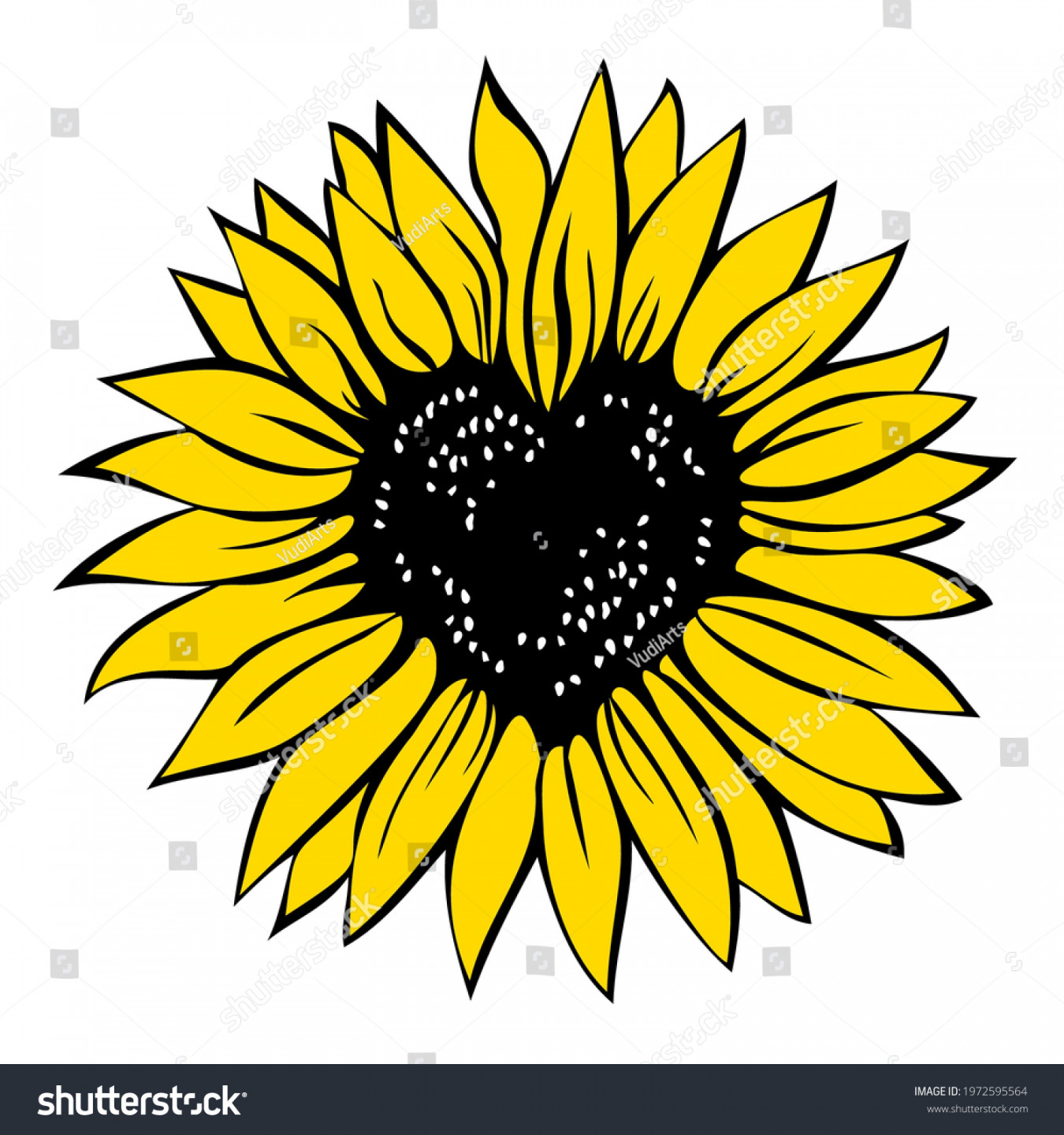 Heart Shaped Sunflower Vector Illustration Isolated Stock Vector