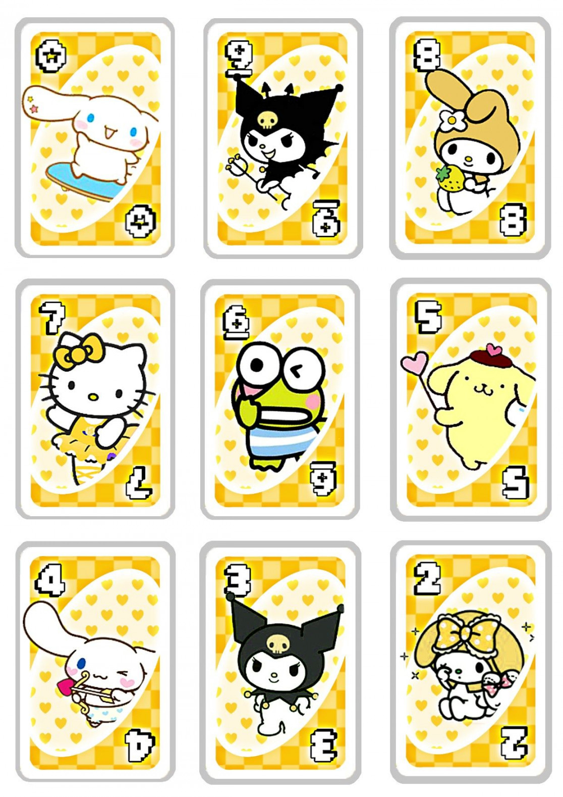 Hello Kitty uno playing card part   d kartlar, Çıkartma, Hello