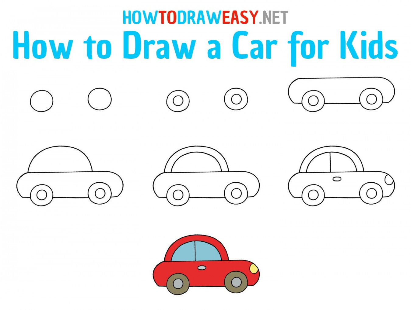 How to Draw a Car for Kids Step by Step  Easy drawings for kids