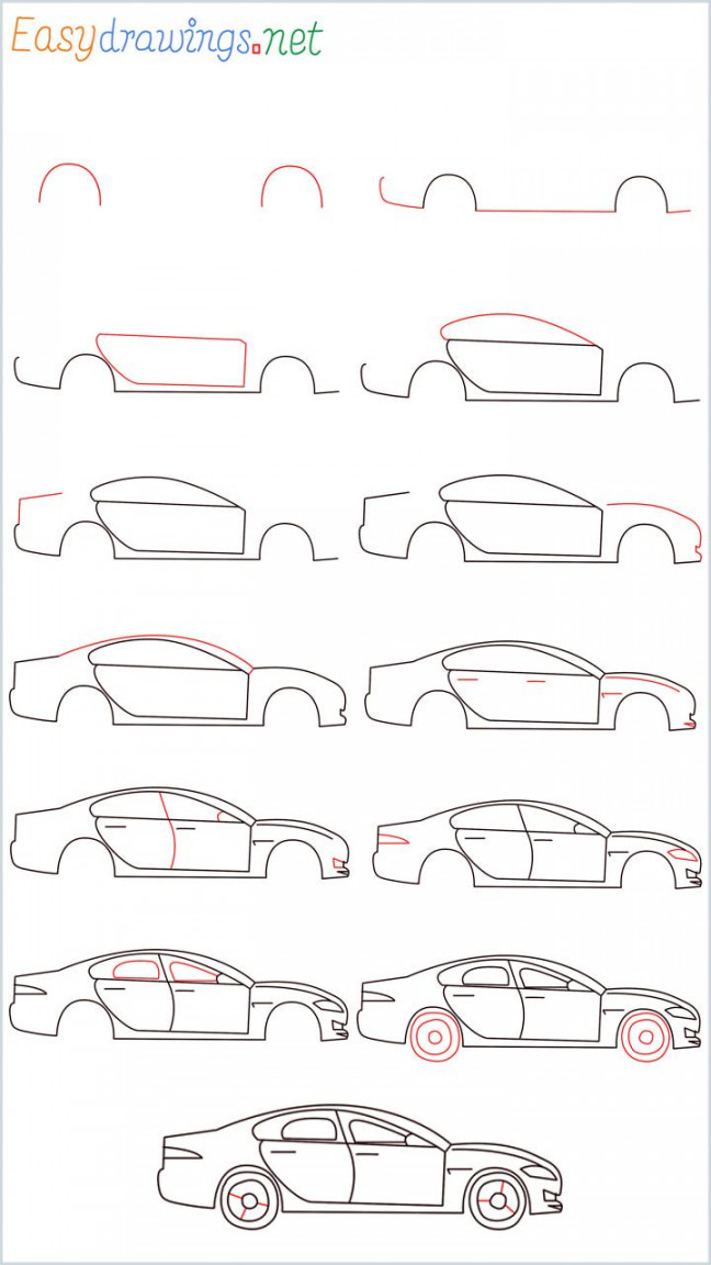 How To Draw A Car Step by Step - [ Easy Phase] + [Video]  Easy