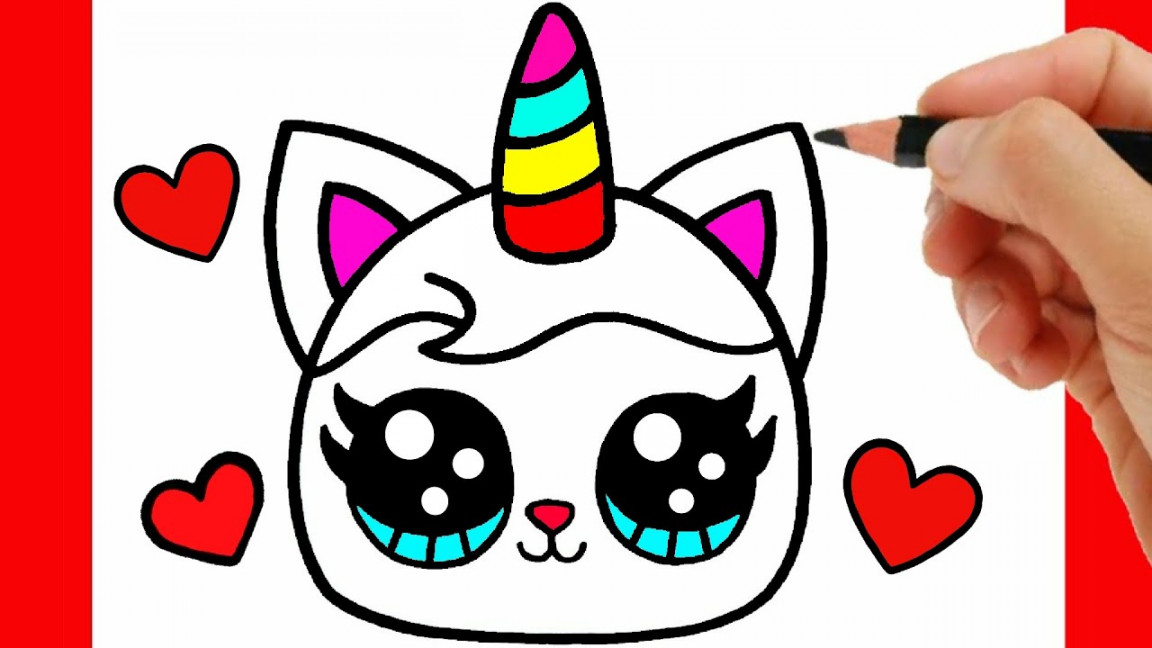 HOW TO DRAW A CATCORN - HOW TO DRAW A CUTE CAT UNICORN EASY STEP BY STEP -  CUTE DRAWINGS