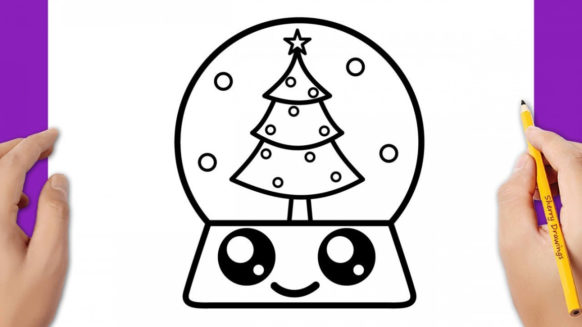 HOW TO DRAW A CHRISTMAS CRYSTAL BALL EASY  CHRISTMAS DRAWING