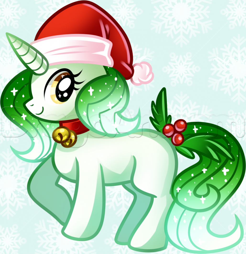 How to Draw a Christmas Unicorn, Step by Step, Christmas Stuff