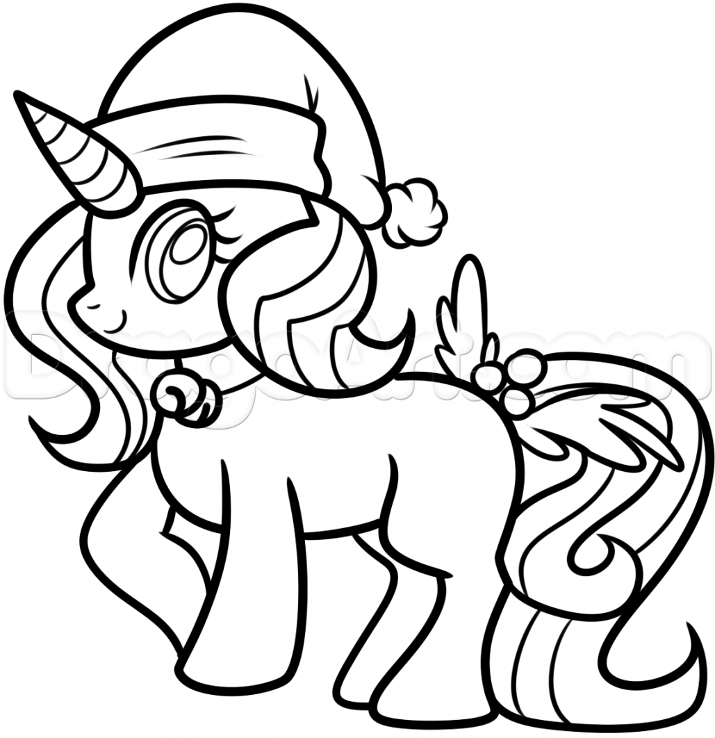 How to Draw a Christmas Unicorn, Step by Step, Christmas Stuff