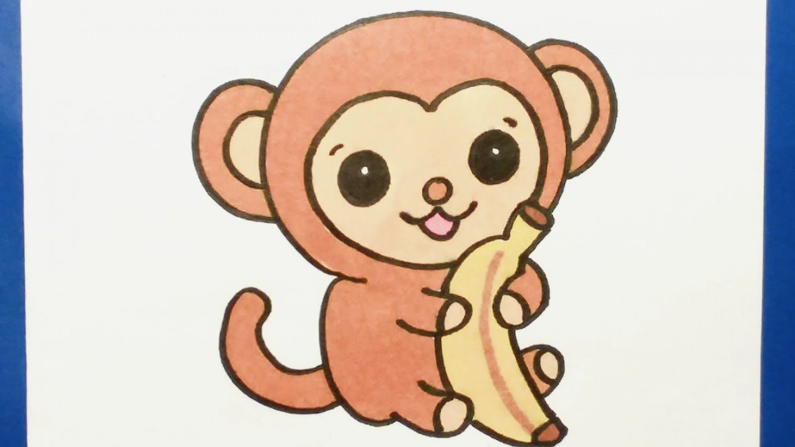HOW TO DRAW A CUTE MONKEY HOLDING BANANA