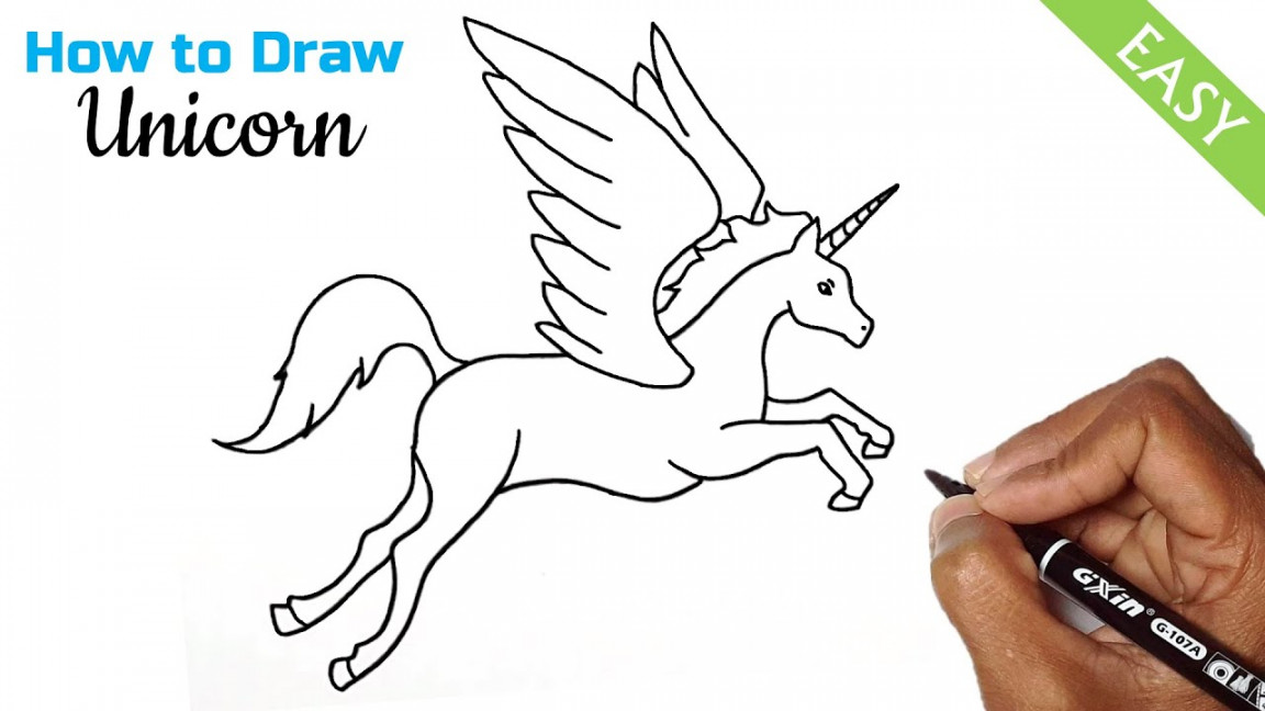 How to Draw a Cute Unicorn With Wings  Unicorn Drawing Step by Step   Unicorn Ki Drawing Easy