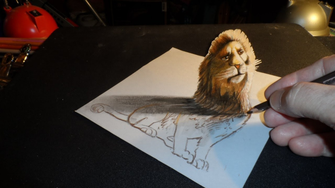 How to Draw a D Lion - Trick Art on Paper