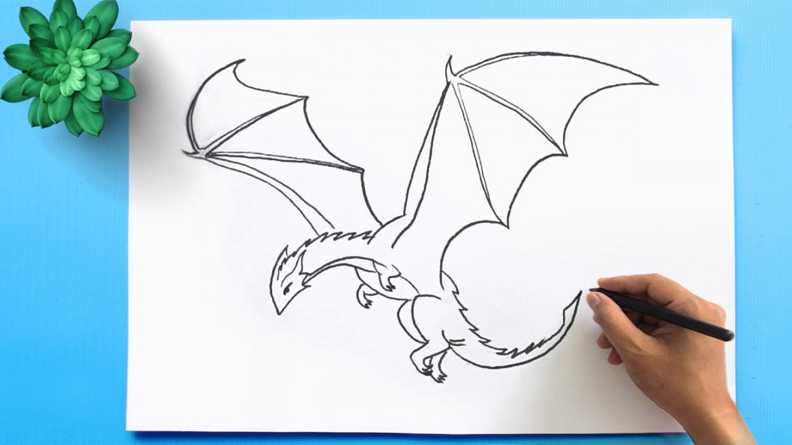 How to draw a Dragon  Flying Dragon Drawing lesson