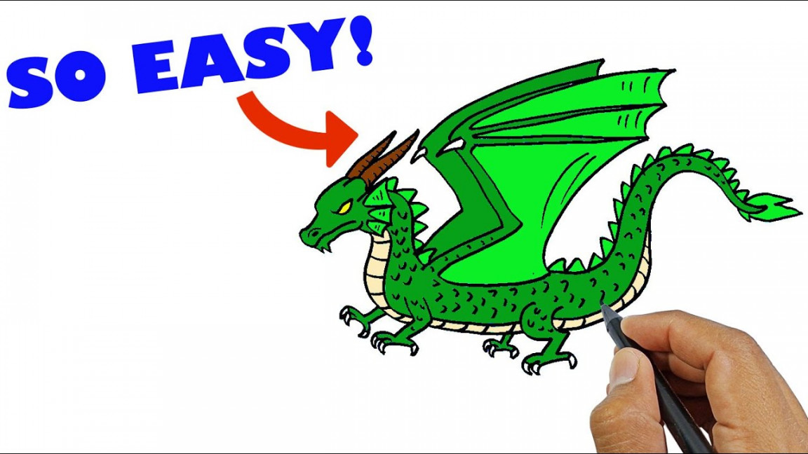 How to draw a dragon step by step full body easy version  Easy Drawings