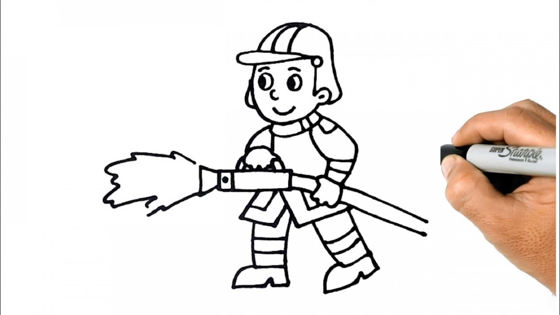 How to Draw a Fireman Easy and Simple