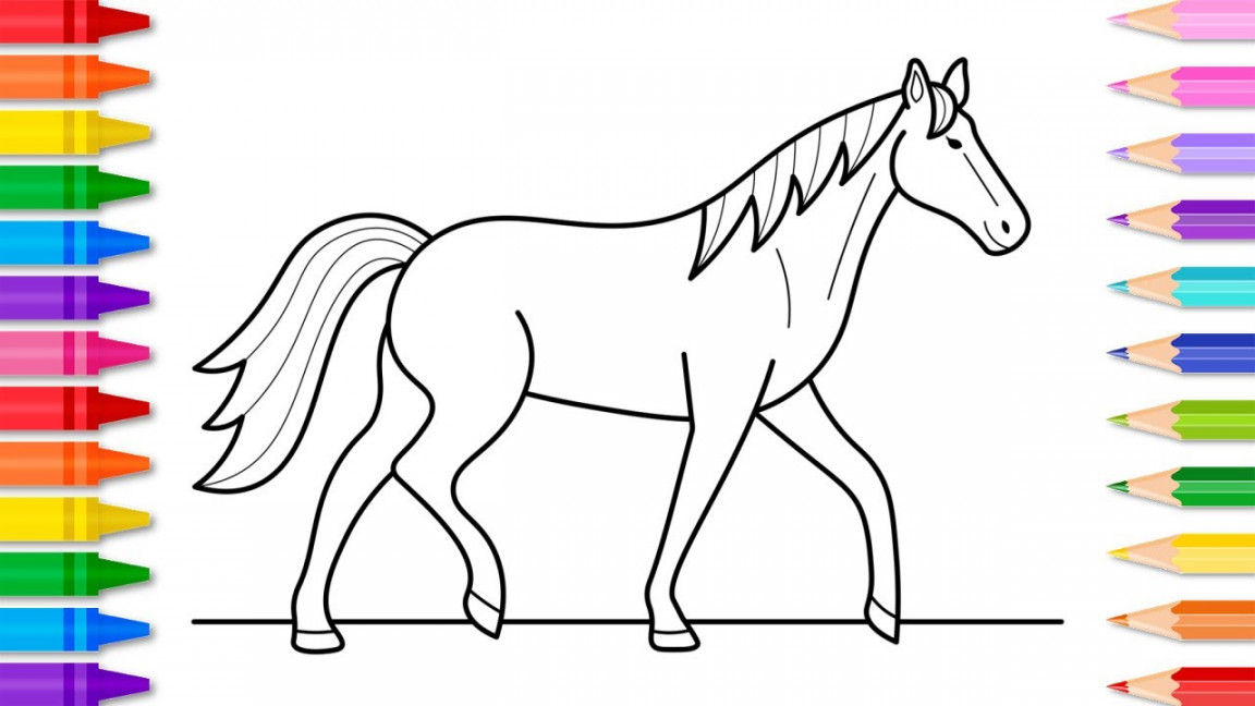 How to Draw a Horse for Kids Easy Step by Step 🐴 Horse Drawing and  Coloring Page for Kids