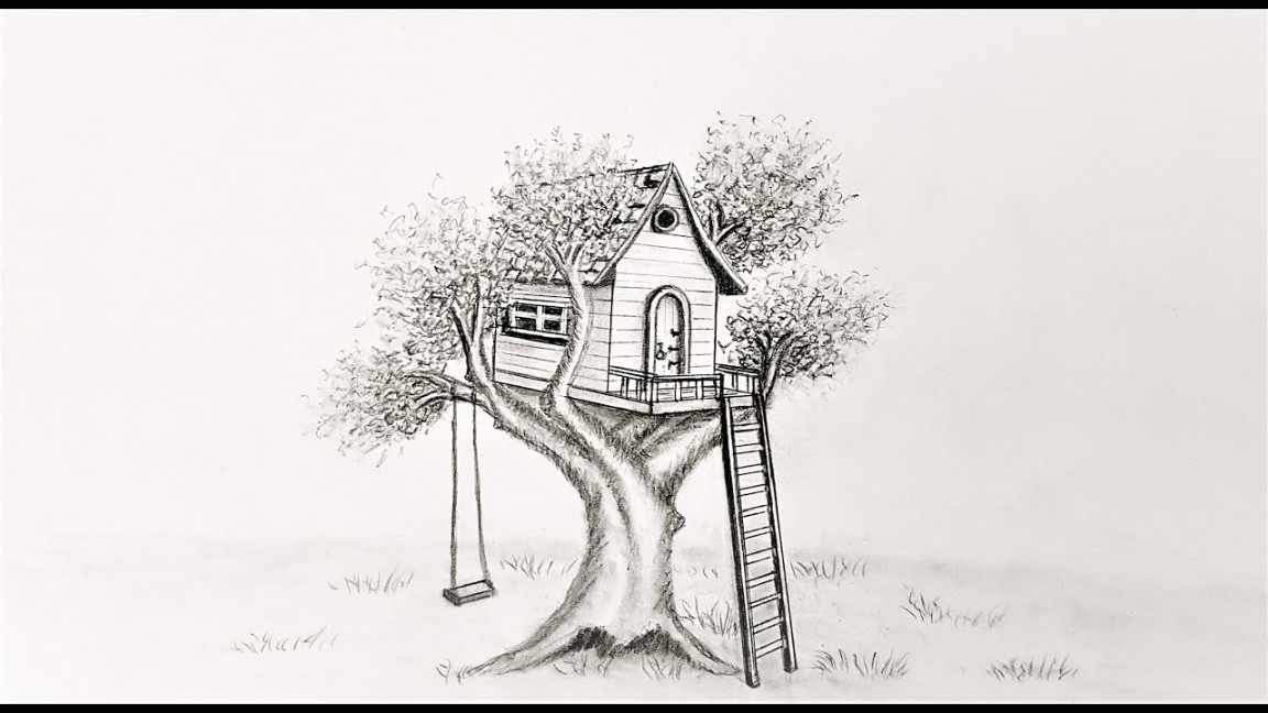 How to draw a house in two point perspective, a tree house