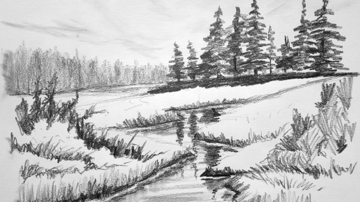 How to Draw a Landscape with pencil step by step and very easy