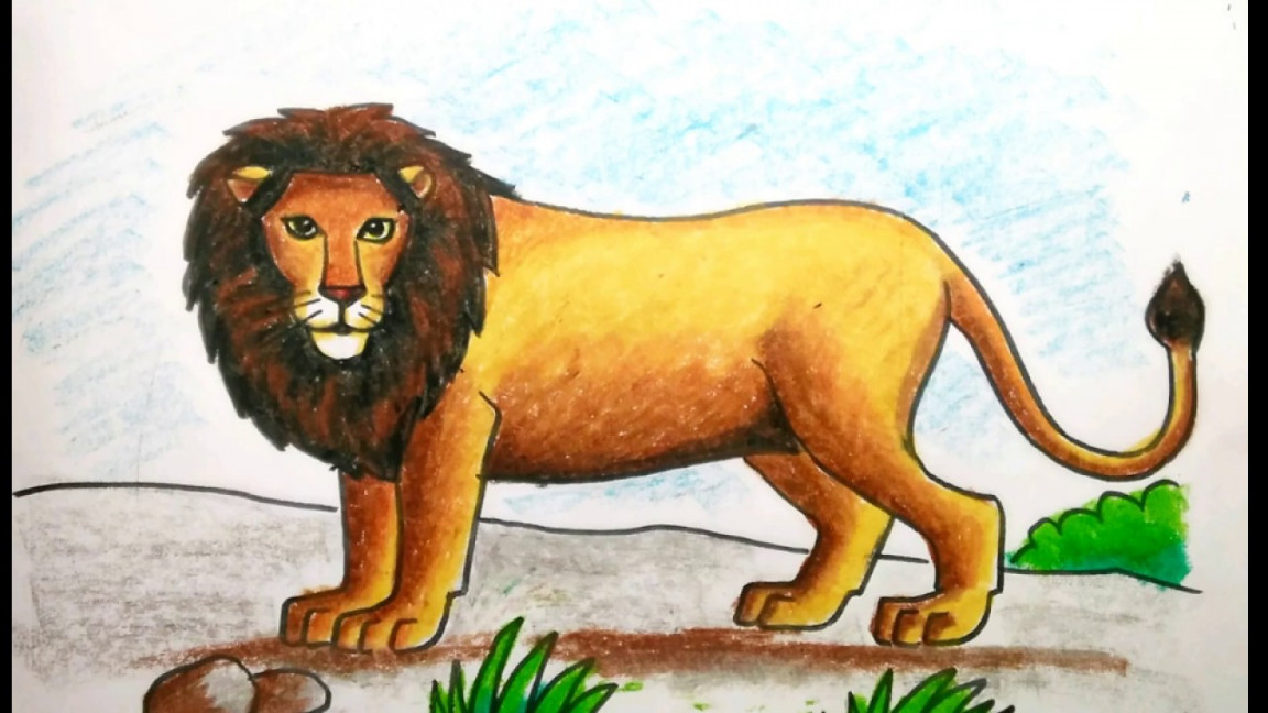 How to draw a lion step by step easy // Lion drawing easy colour