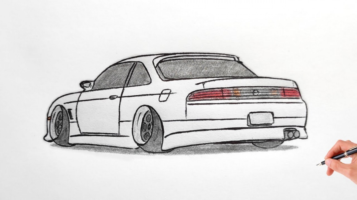 How to draw a NISSAN SILVIA S STANCE / drawing a d car / coloring nissan  silvia s  kouki jdm