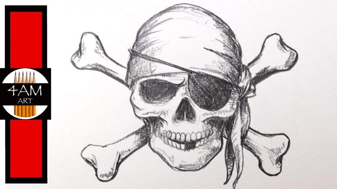 How to Draw a PIRATE SKULL in Pencil