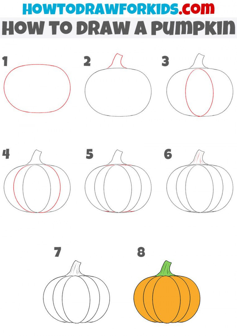 How to Draw a Pumpkin - Easy Drawing Tutorial For Kids  Pumpkin