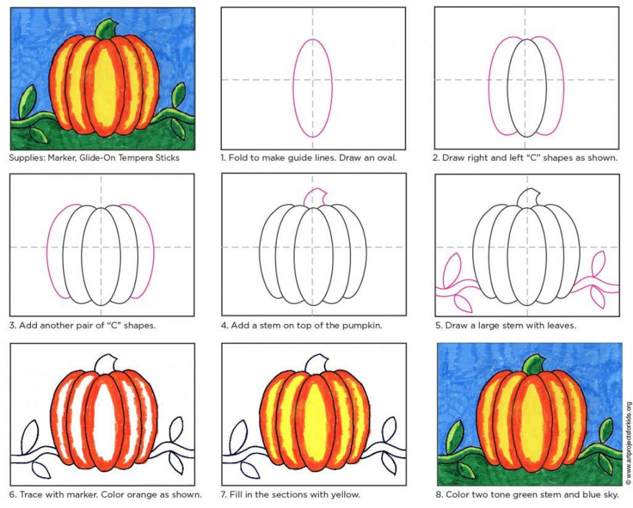 How to Draw a Pumpkin: Easy Step-by-Step Art Lesson for Kids