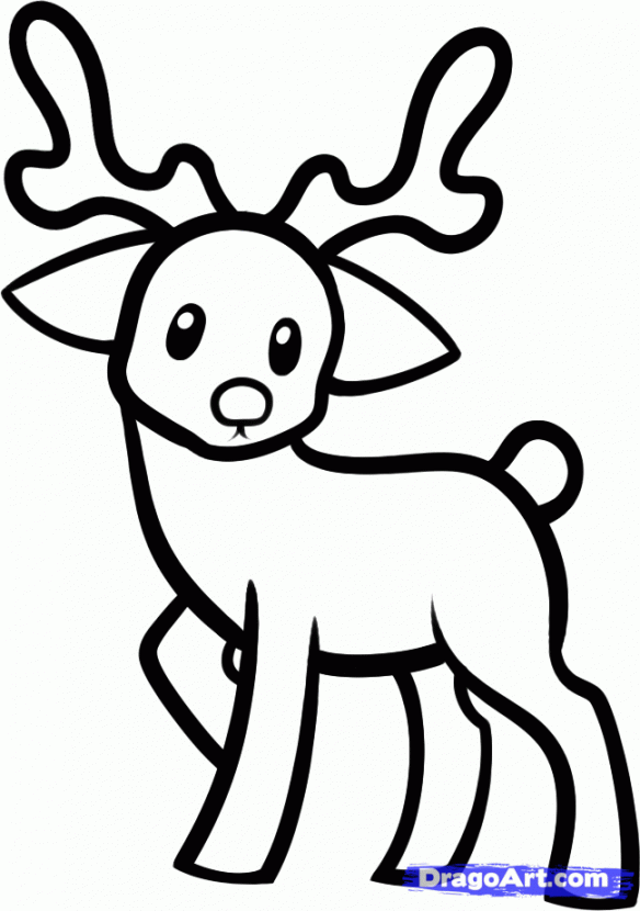 How To Draw A Reindeer For Kids, Step by Step, Drawing Guide, by